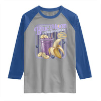 Blue Moon Over Brooklyn Banana Smoothie Aesthetic Raglan Shirt Extra Banana Hockey Romance Retro Style - Wonder Print Shop