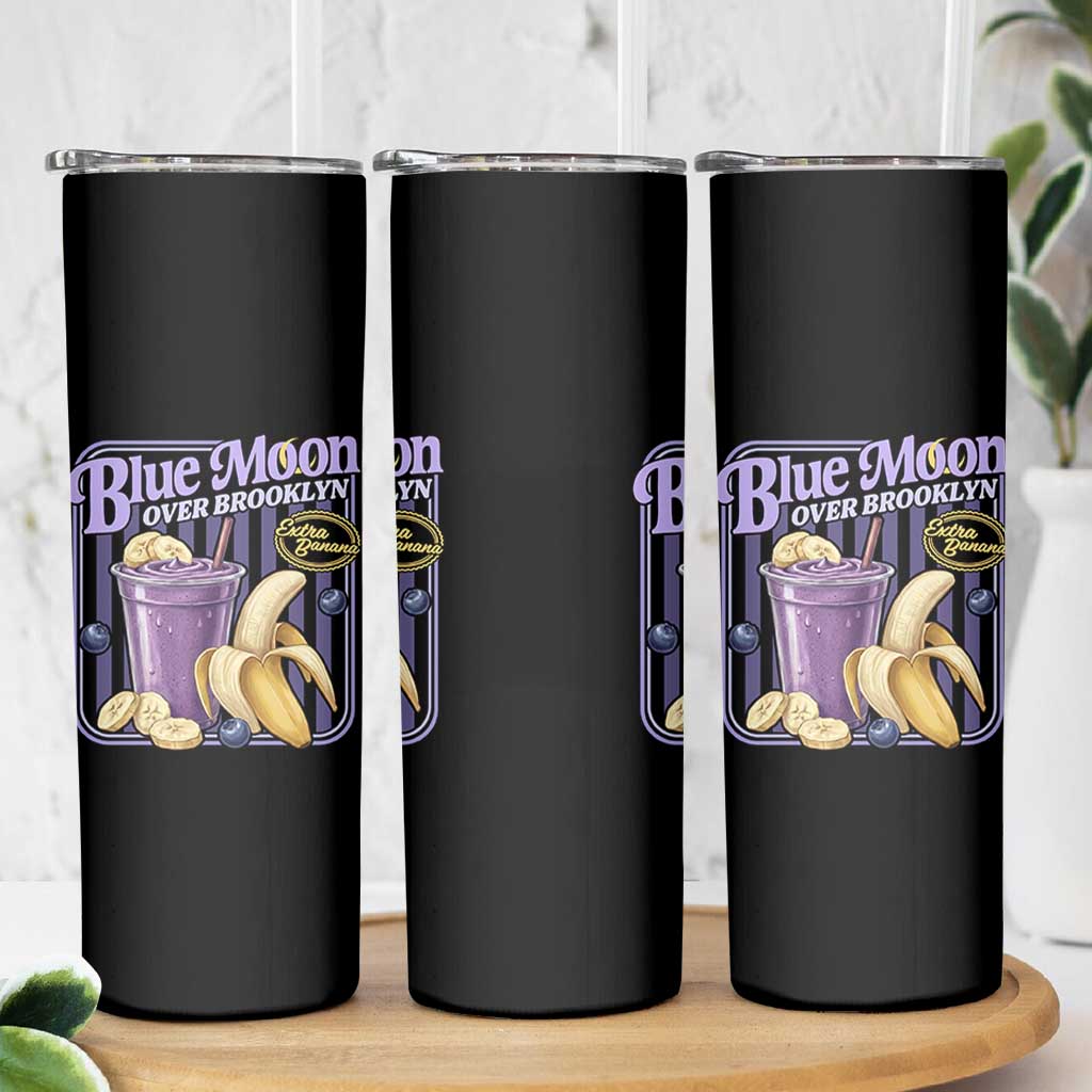 Blue Moon Over Brooklyn Banana Smoothie Aesthetic Skinny Tumbler Extra Banana Hockey Romance Retro Style - Wonder Print Shop