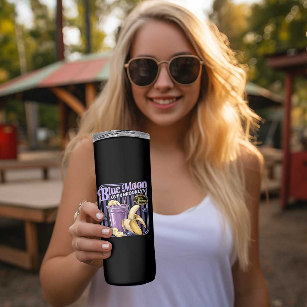 Blue Moon Over Brooklyn Banana Smoothie Aesthetic Skinny Tumbler Extra Banana Hockey Romance Retro Style - Wonder Print Shop