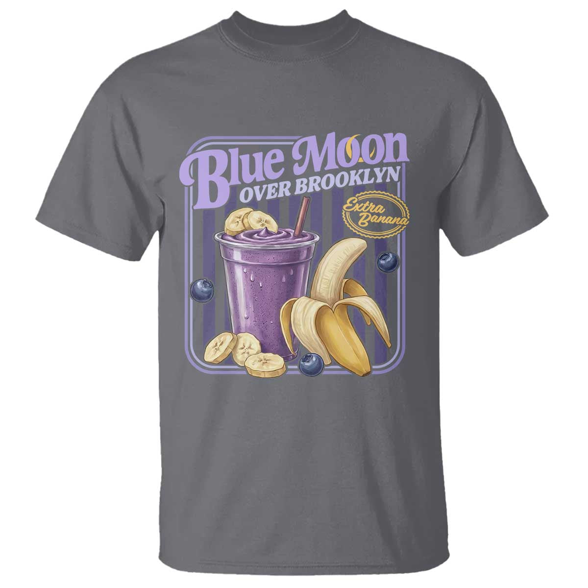 Blue Moon Over Brooklyn Banana Smoothie Aesthetic T Shirt Extra Banana Hockey Romance Retro Style - Wonder Print Shop