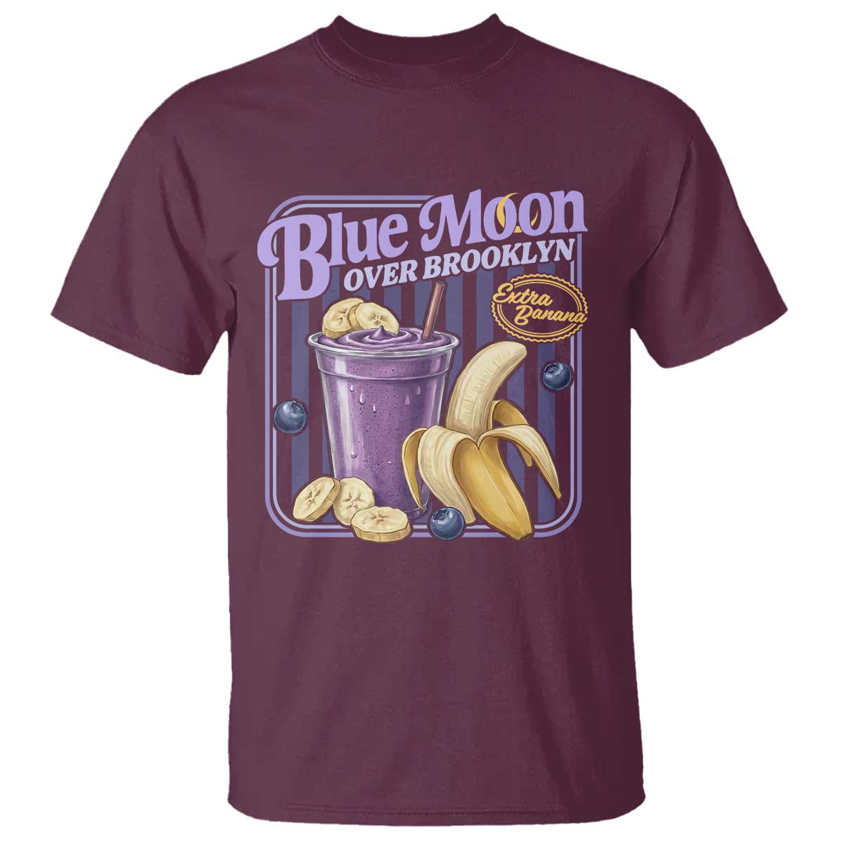 Blue Moon Over Brooklyn Banana Smoothie Aesthetic T Shirt Extra Banana Hockey Romance Retro Style - Wonder Print Shop