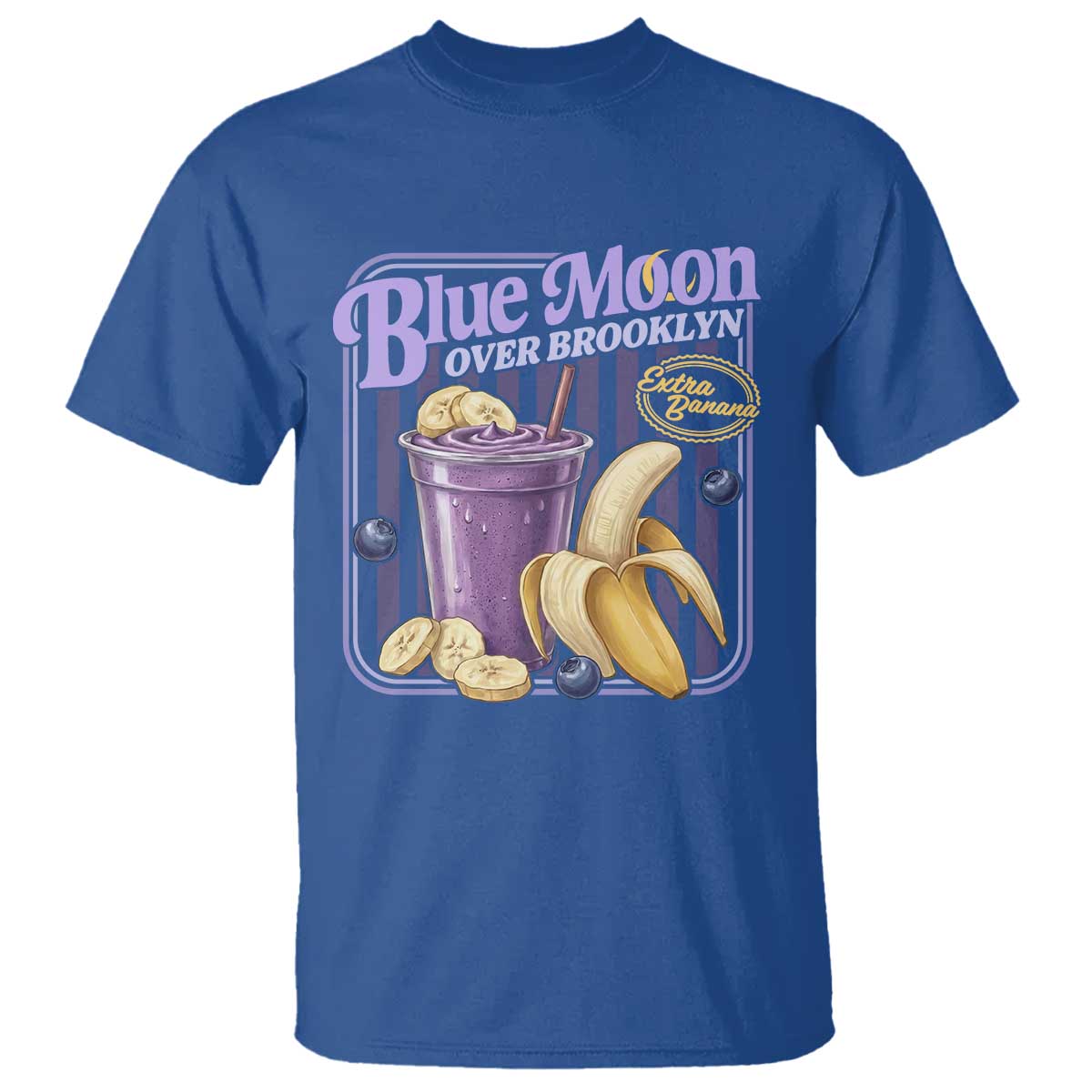 Blue Moon Over Brooklyn Banana Smoothie Aesthetic T Shirt Extra Banana Hockey Romance Retro Style - Wonder Print Shop