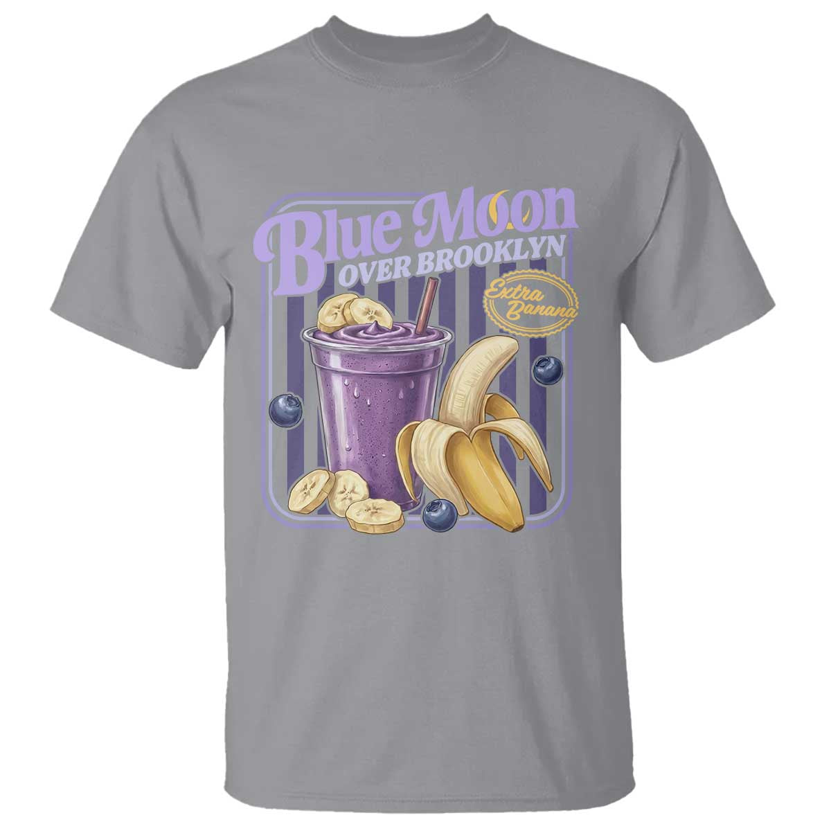 Blue Moon Over Brooklyn Banana Smoothie Aesthetic T Shirt Extra Banana Hockey Romance Retro Style - Wonder Print Shop