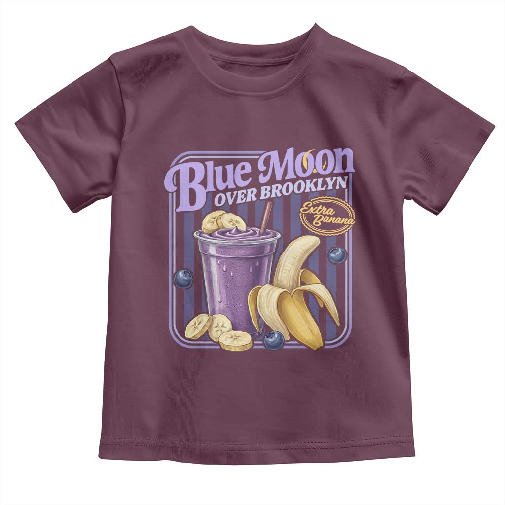 Blue Moon Over Brooklyn Banana Smoothie Aesthetic Toddler T Shirt Extra Banana Hockey Romance Retro Style - Wonder Print Shop