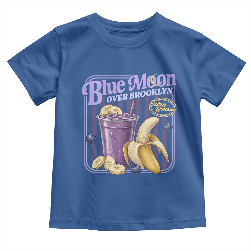 Blue Moon Over Brooklyn Banana Smoothie Aesthetic Toddler T Shirt Extra Banana Hockey Romance Retro Style - Wonder Print Shop