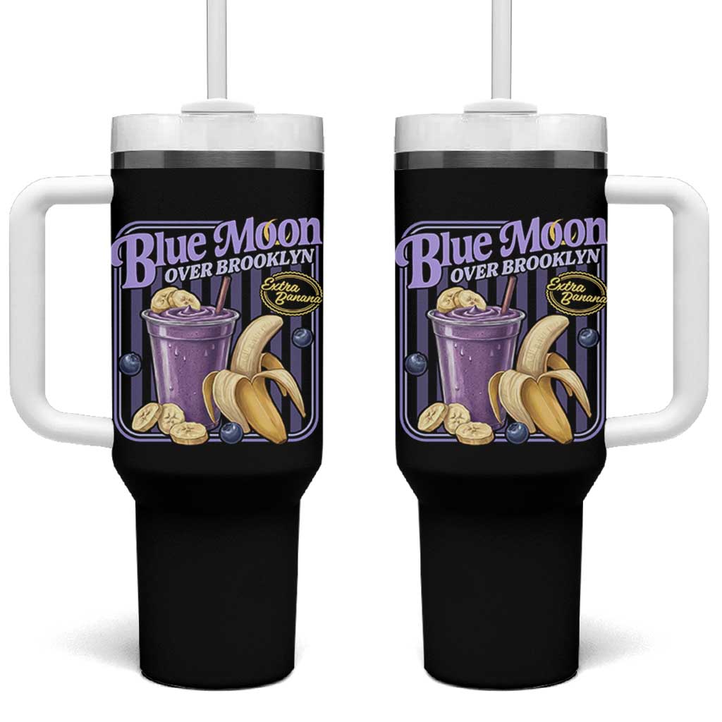 Blue Moon Over Brooklyn Banana Smoothie Aesthetic Tumbler With Handle Extra Banana Hockey Romance Retro Style - Wonder Print Shop