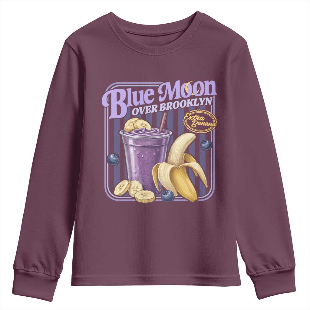 Blue Moon Over Brooklyn Banana Smoothie Aesthetic Youth Sweatshirt Extra Banana Hockey Romance Retro Style - Wonder Print Shop