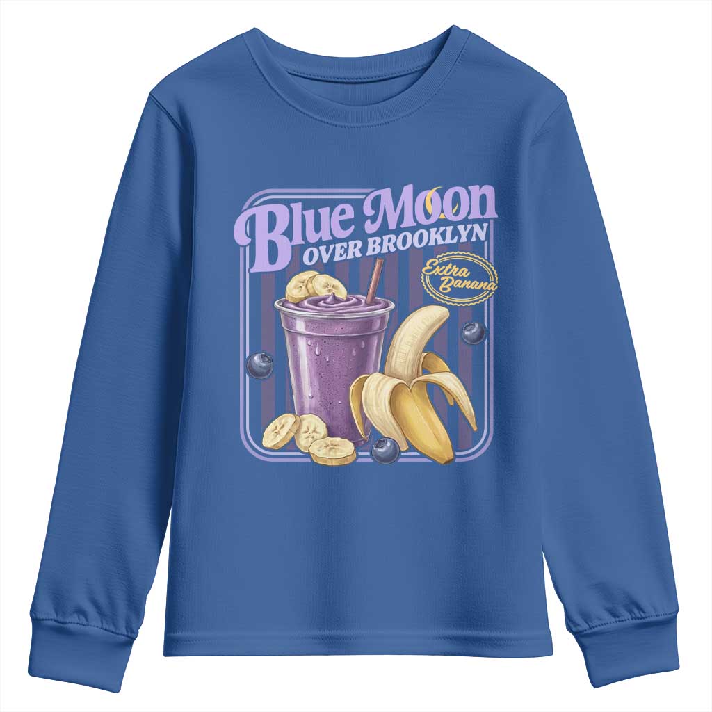 Blue Moon Over Brooklyn Banana Smoothie Aesthetic Youth Sweatshirt Extra Banana Hockey Romance Retro Style - Wonder Print Shop
