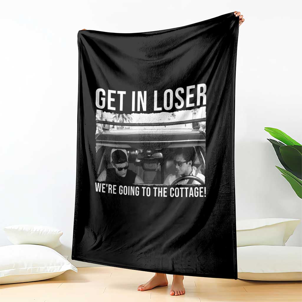 Get In Loser We're Going To The Cottage Throw Blanket Funny Hockey Romance Road Trip Summer - Wonder Print Shop