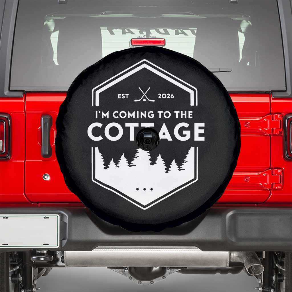 I'm Coming to the Cottage Spare Tire Cover Rustic Outdoor Retro Forest Hockey Romance - Wonder Print Shop