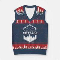 I'm Coming to the Cottage V-Neck Knit Sweater Vest Rustic Outdoor Retro Forest Hockey Romance - Wonder Print Shop