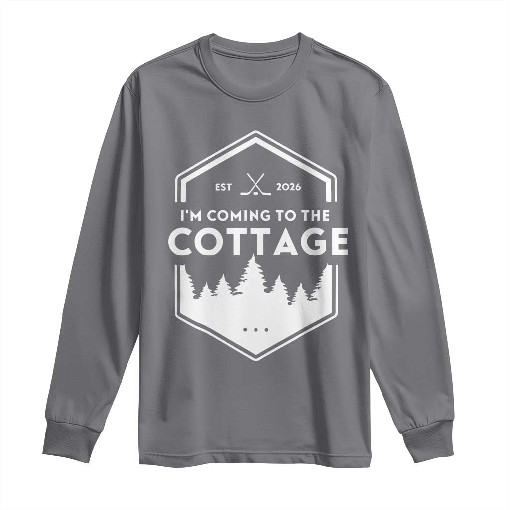 I'm Coming to the Cottage Long Sleeve Shirt Rustic Outdoor Retro Forest Hockey Romance - Wonder Print Shop