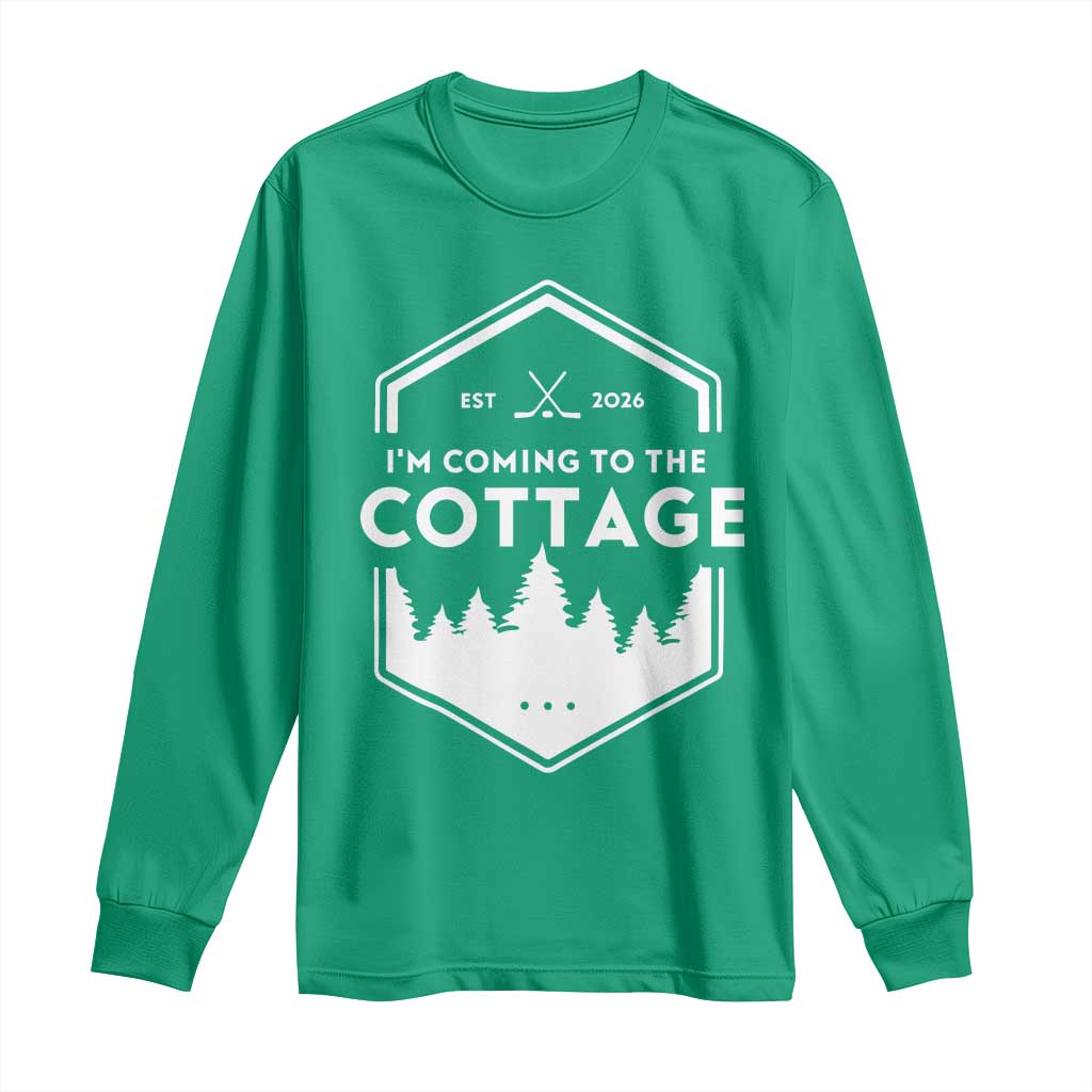I'm Coming to the Cottage Long Sleeve Shirt Rustic Outdoor Retro Forest Hockey Romance - Wonder Print Shop