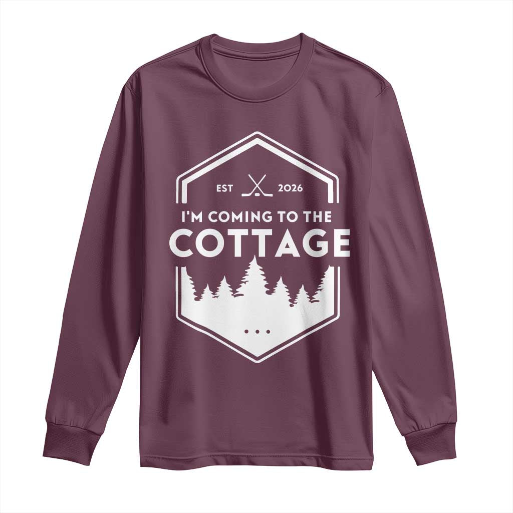 I'm Coming to the Cottage Long Sleeve Shirt Rustic Outdoor Retro Forest Hockey Romance - Wonder Print Shop