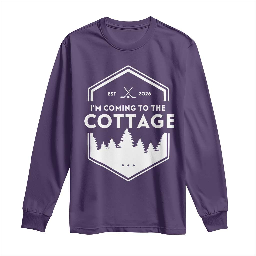 I'm Coming to the Cottage Long Sleeve Shirt Rustic Outdoor Retro Forest Hockey Romance - Wonder Print Shop