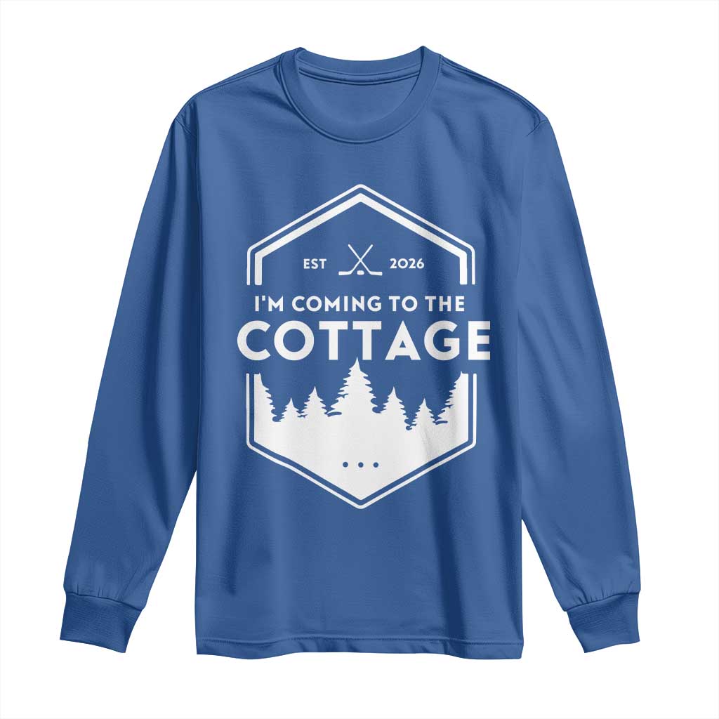 I'm Coming to the Cottage Long Sleeve Shirt Rustic Outdoor Retro Forest Hockey Romance - Wonder Print Shop