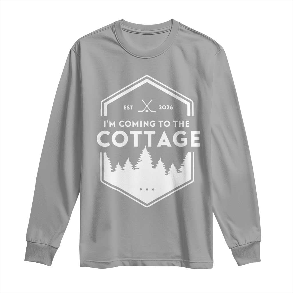 I'm Coming to the Cottage Long Sleeve Shirt Rustic Outdoor Retro Forest Hockey Romance - Wonder Print Shop