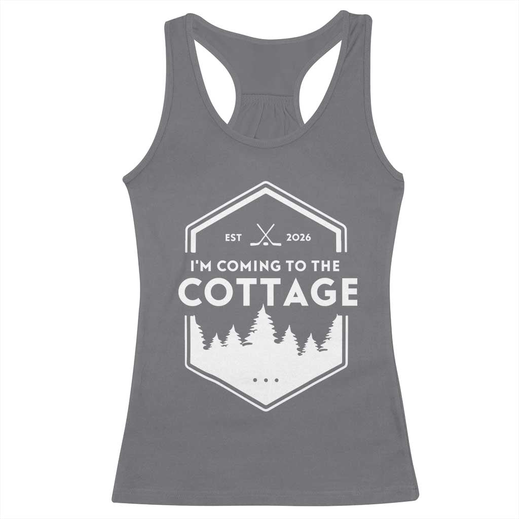 I'm Coming to the Cottage Racerback Tank Top Rustic Outdoor Retro Forest Hockey Romance - Wonder Print Shop