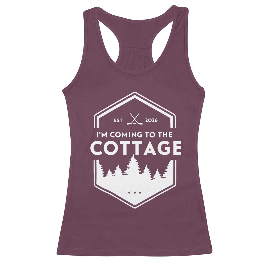 I'm Coming to the Cottage Racerback Tank Top Rustic Outdoor Retro Forest Hockey Romance - Wonder Print Shop