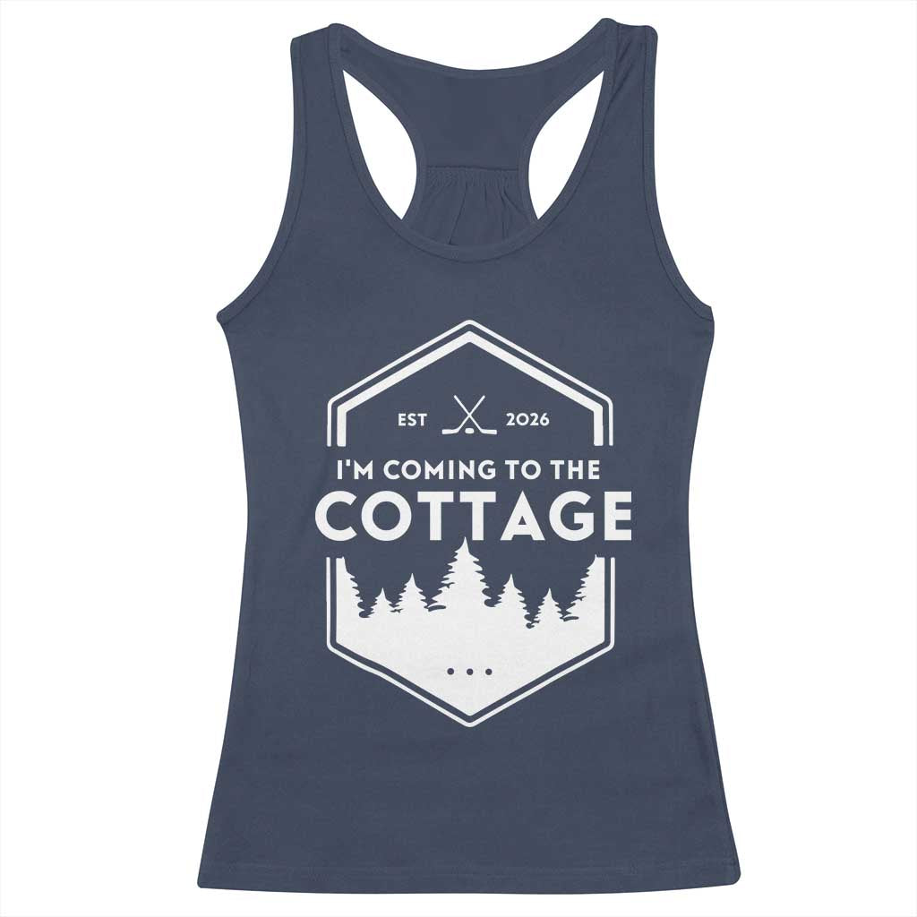 I'm Coming to the Cottage Racerback Tank Top Rustic Outdoor Retro Forest Hockey Romance - Wonder Print Shop