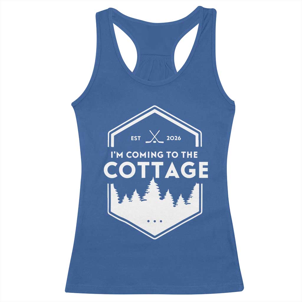 I'm Coming to the Cottage Racerback Tank Top Rustic Outdoor Retro Forest Hockey Romance - Wonder Print Shop