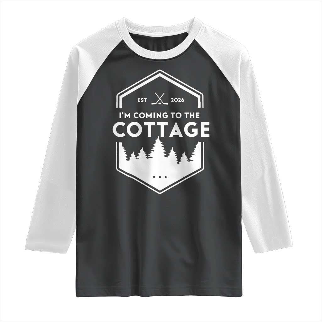I'm Coming to the Cottage Raglan Shirt Rustic Outdoor Retro Forest Hockey Romance - Wonder Print Shop