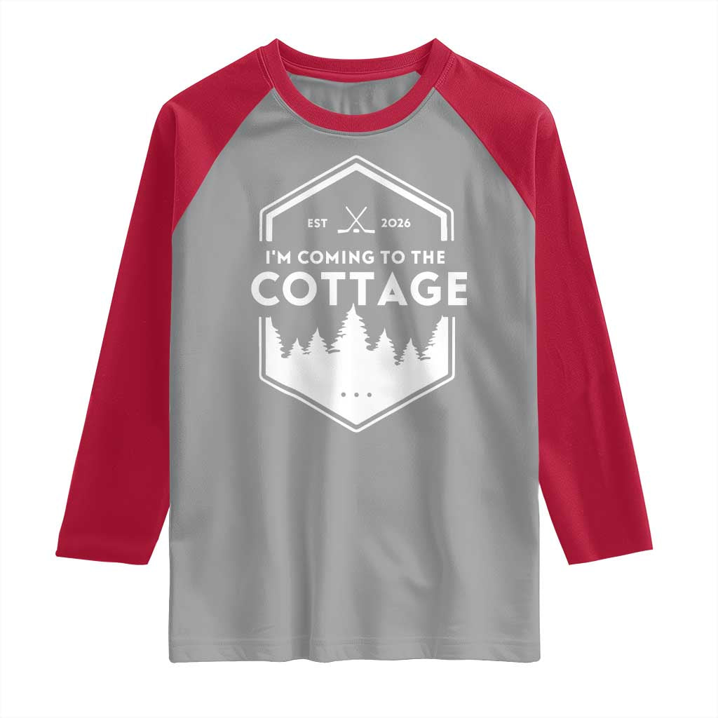 I'm Coming to the Cottage Raglan Shirt Rustic Outdoor Retro Forest Hockey Romance - Wonder Print Shop