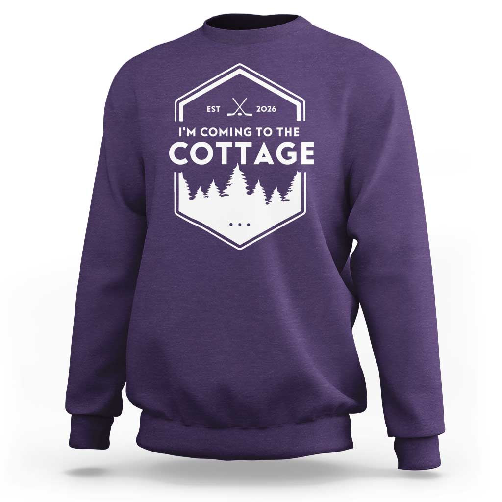 I'm Coming to the Cottage Sweatshirt Rustic Outdoor Retro Forest Hockey Romance - Wonder Print Shop