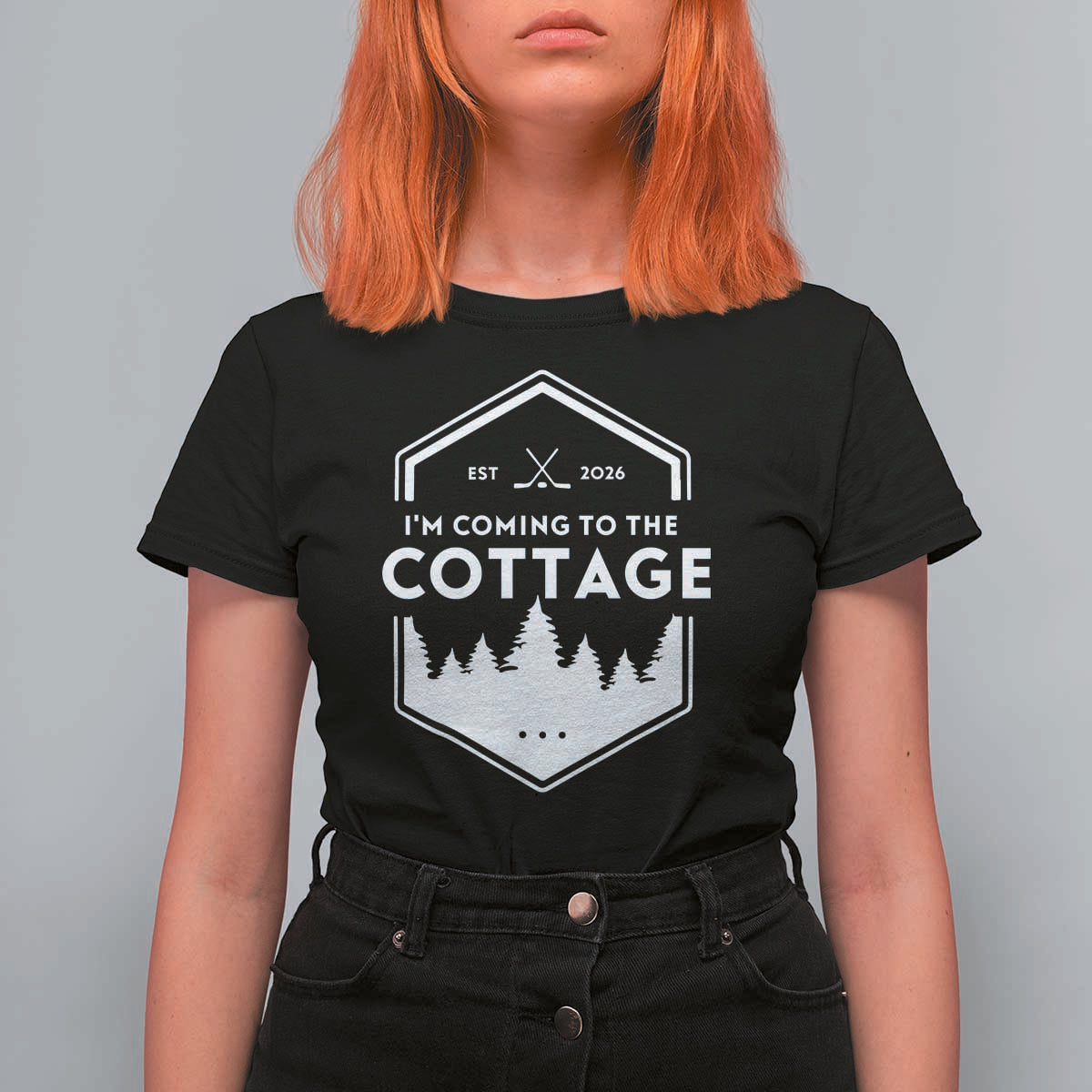 I'm Coming to the Cottage T Shirt For Women Rustic Outdoor Retro Forest Hockey Romance - Wonder Print Shop