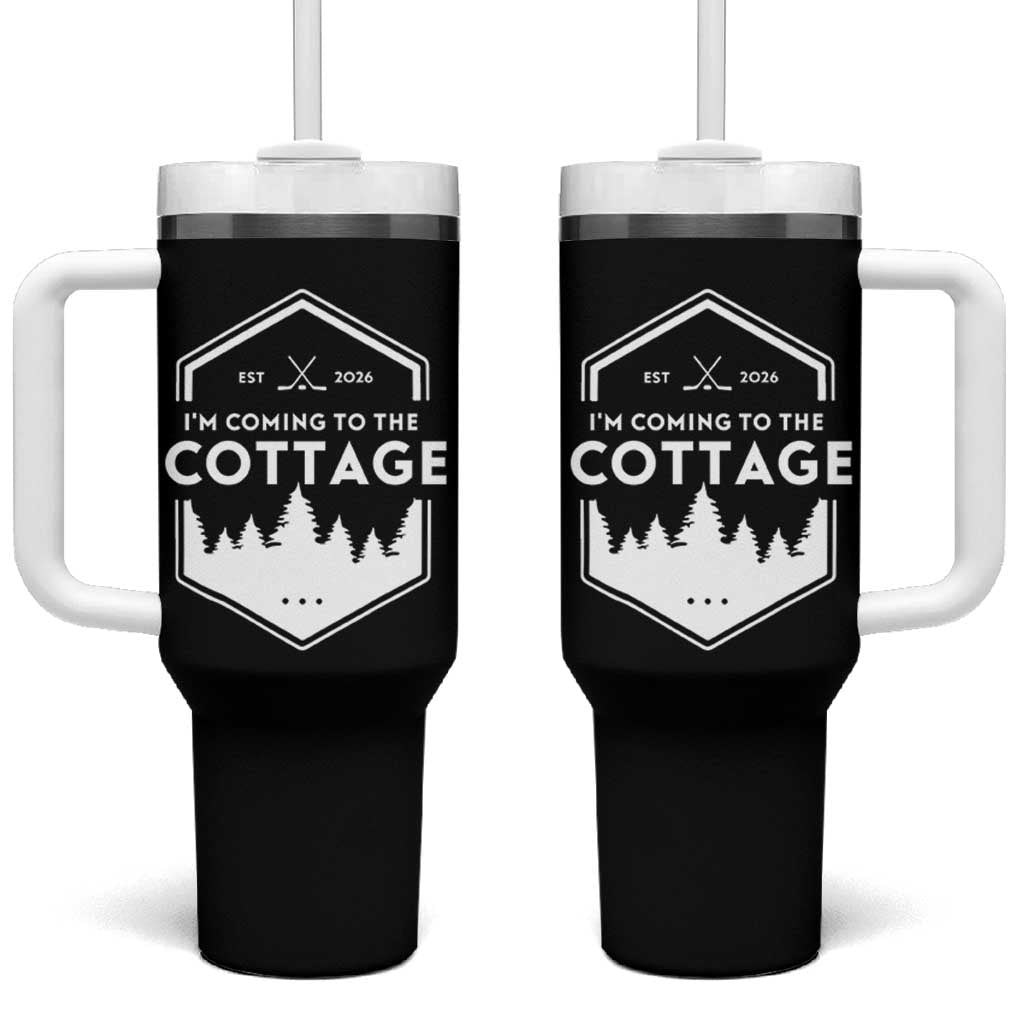 I'm Coming to the Cottage Tumbler With Handle Rustic Outdoor Retro Forest Hockey Romance - Wonder Print Shop
