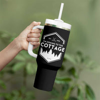 I'm Coming to the Cottage Tumbler With Handle Rustic Outdoor Retro Forest Hockey Romance - Wonder Print Shop