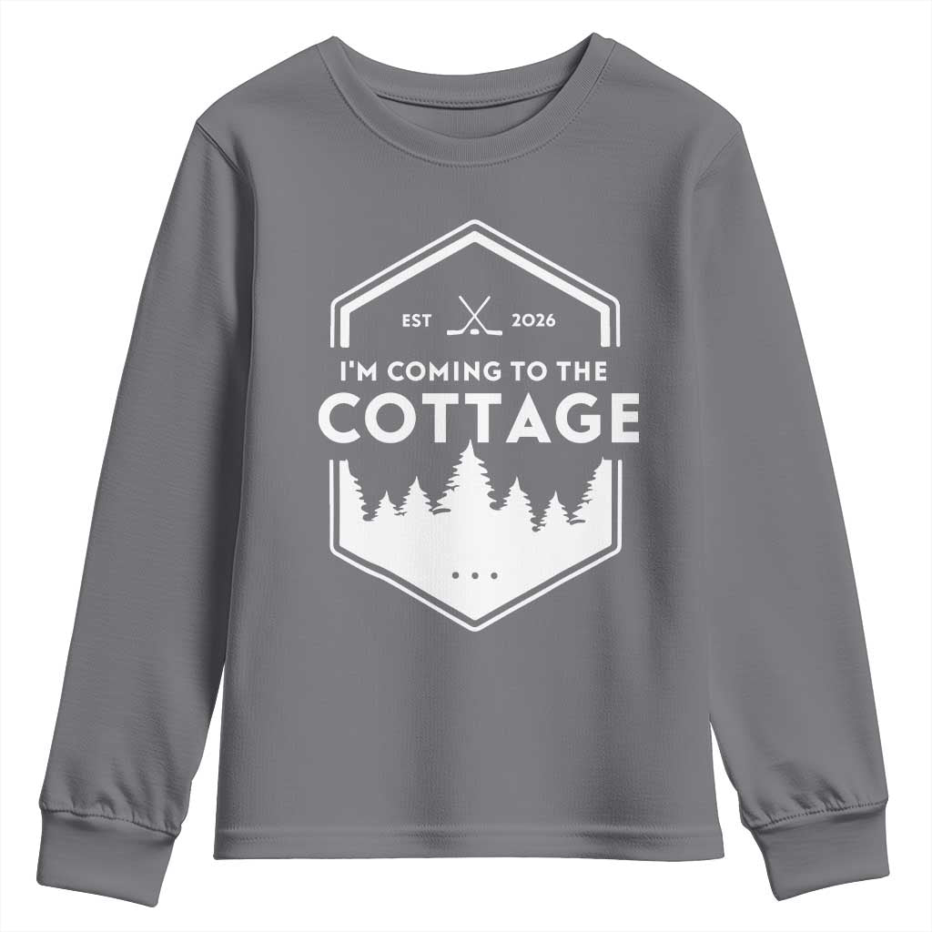 I'm Coming to the Cottage Youth Sweatshirt Rustic Outdoor Retro Forest Hockey Romance - Wonder Print Shop