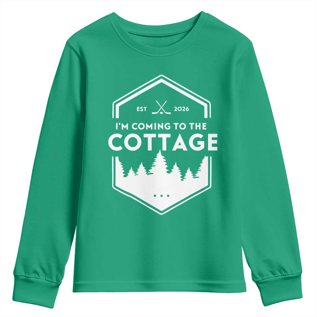 I'm Coming to the Cottage Youth Sweatshirt Rustic Outdoor Retro Forest Hockey Romance - Wonder Print Shop