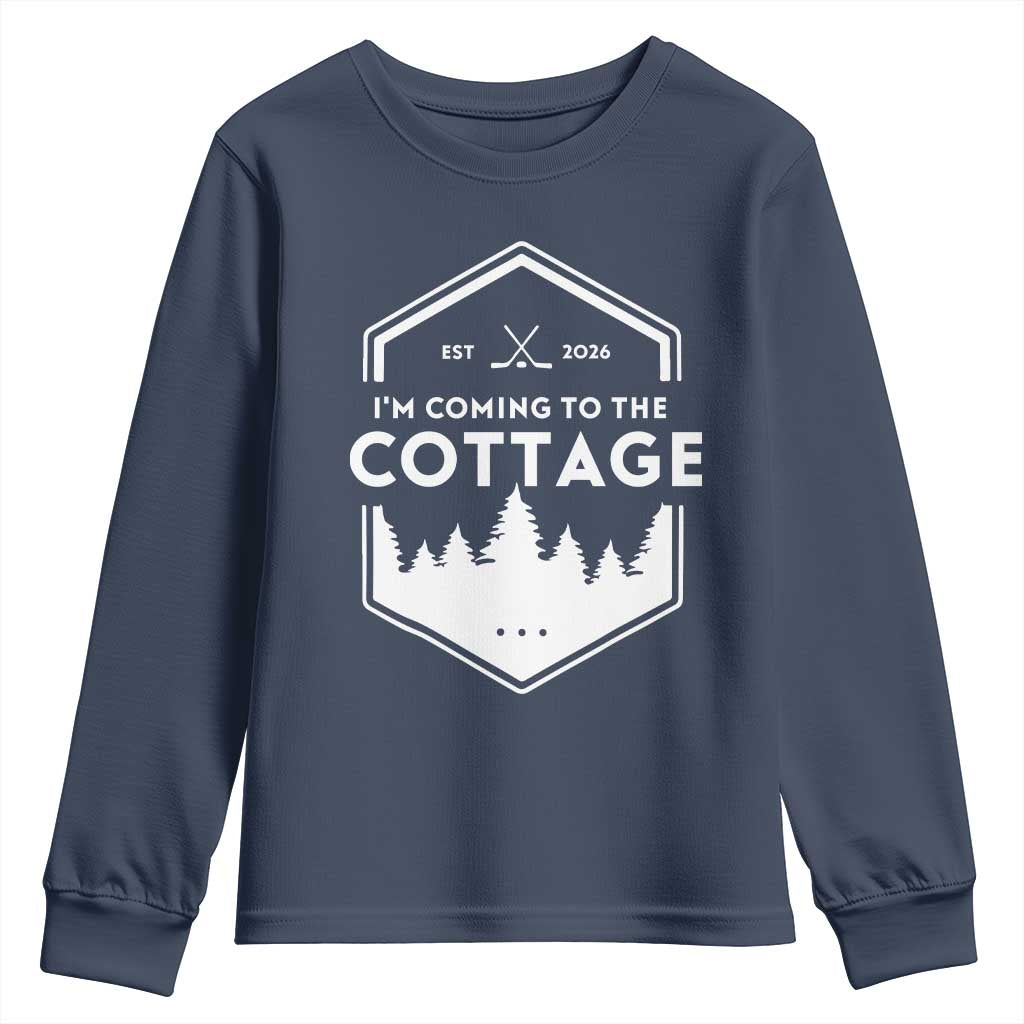 I'm Coming to the Cottage Youth Sweatshirt Rustic Outdoor Retro Forest Hockey Romance - Wonder Print Shop