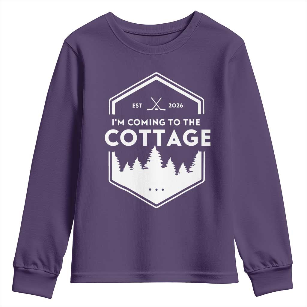 I'm Coming to the Cottage Youth Sweatshirt Rustic Outdoor Retro Forest Hockey Romance - Wonder Print Shop