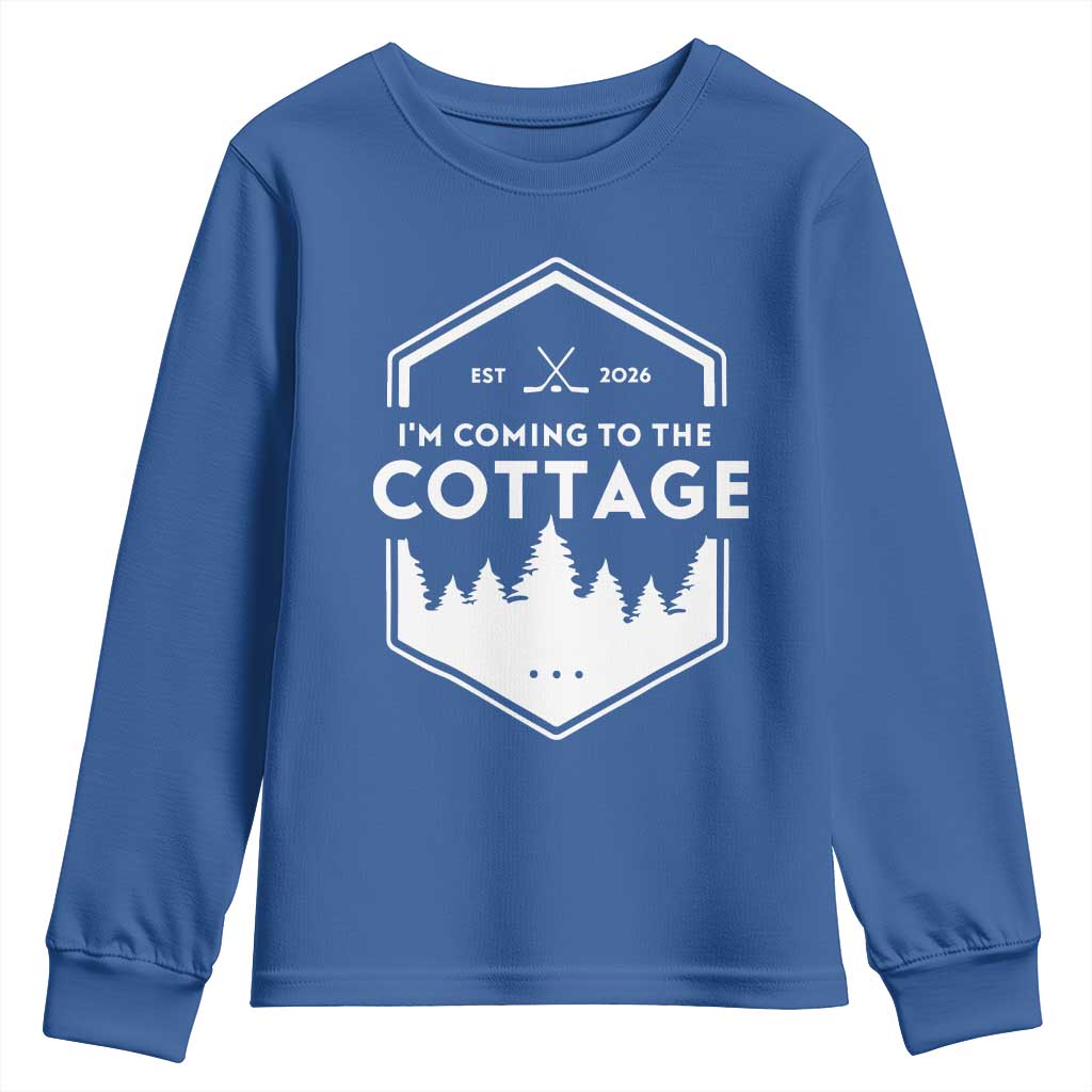 I'm Coming to the Cottage Youth Sweatshirt Rustic Outdoor Retro Forest Hockey Romance - Wonder Print Shop