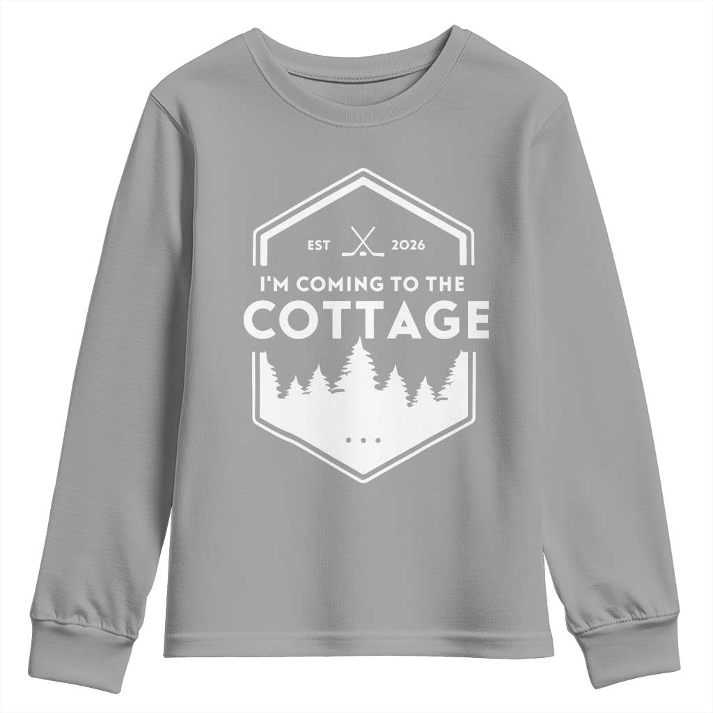 I'm Coming to the Cottage Youth Sweatshirt Rustic Outdoor Retro Forest Hockey Romance - Wonder Print Shop