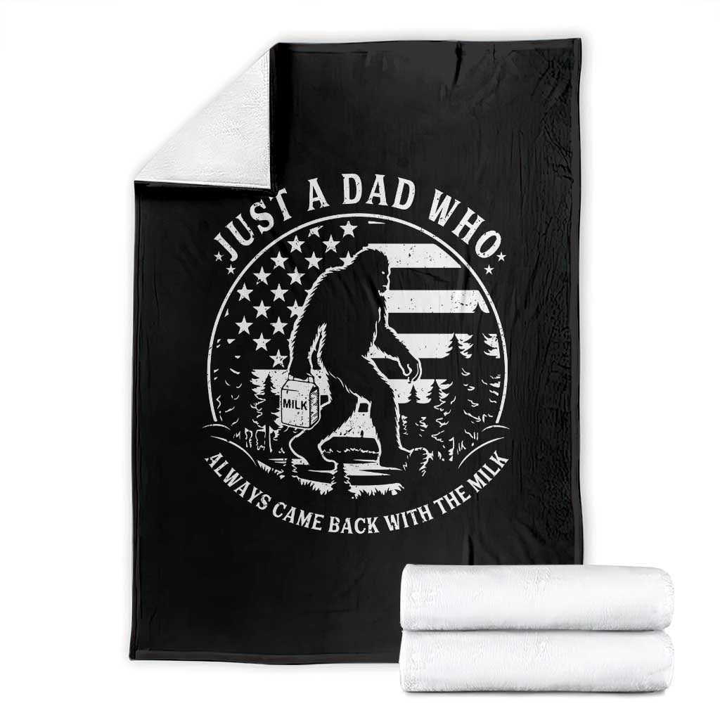 Just a Dad Who Came Back with the Milk Throw Blanket Funny Bigfoot Father's Day Sasquatch - Wonder Print Shop
