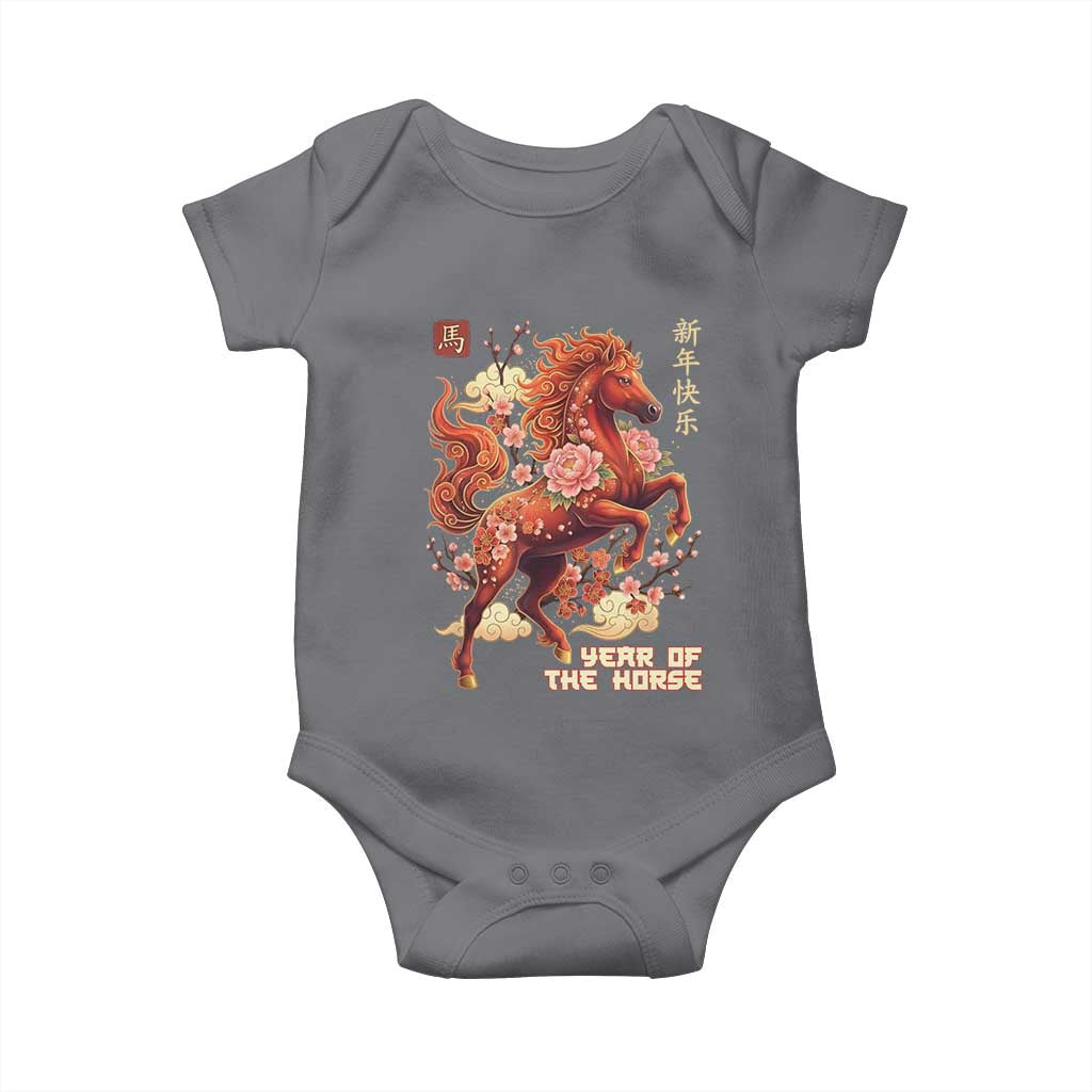 Year of the Horse Chinese New Year Baby Onesie Floral Zodiac Horse Lunar Festival - Wonder Print Shop