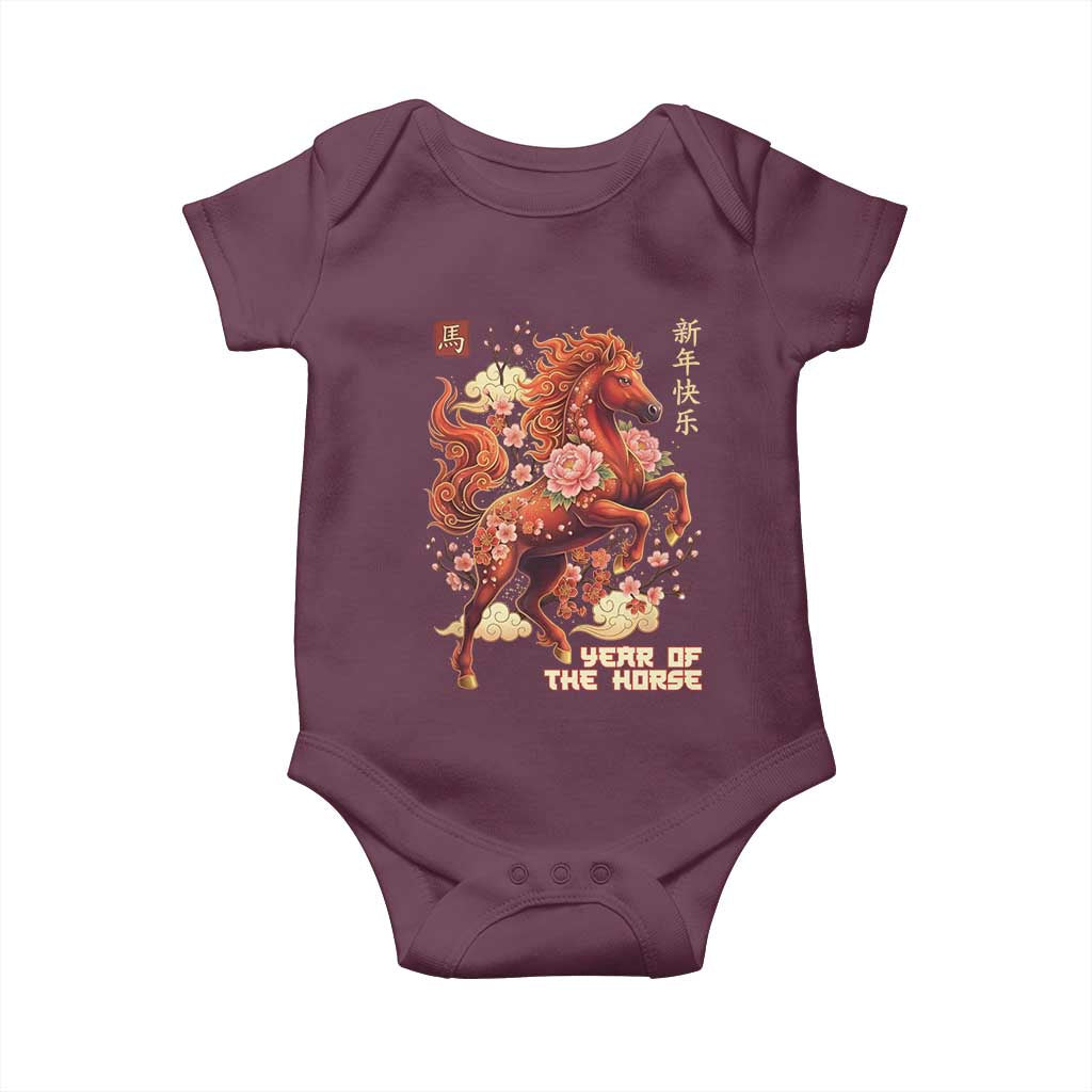 Year of the Horse Chinese New Year Baby Onesie Floral Zodiac Horse Lunar Festival - Wonder Print Shop