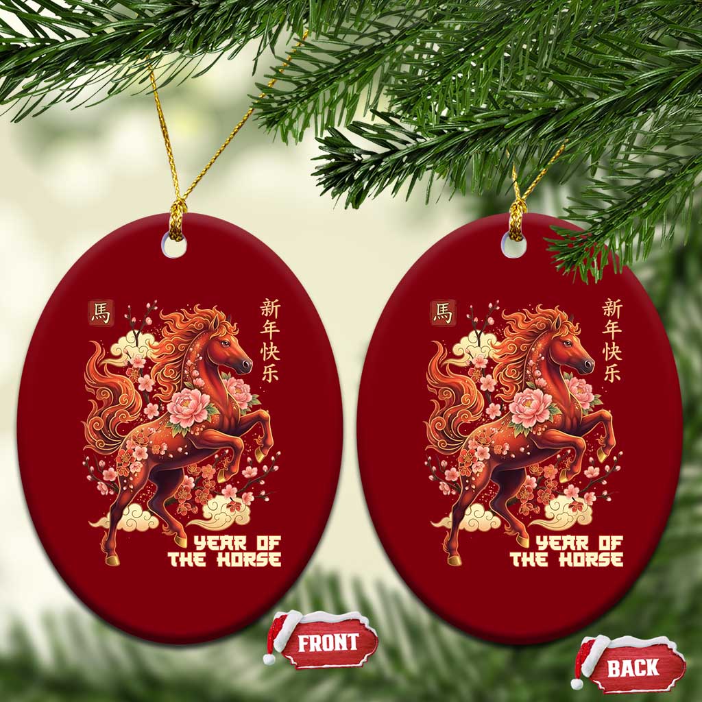 Year of the Horse Chinese New Year Ceramic Ornament Floral Zodiac Horse Lunar Festival - Wonder Print Shop