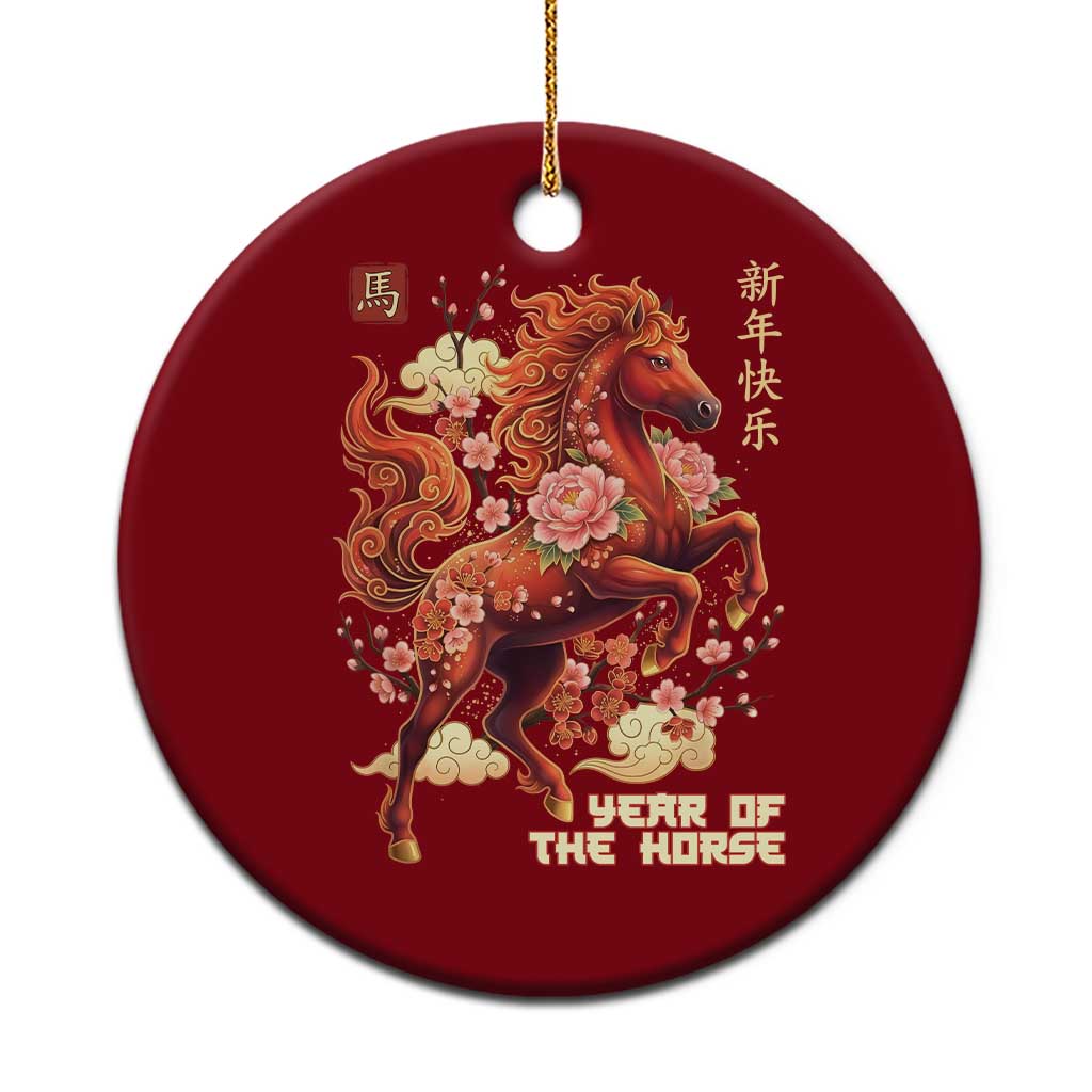 Year of the Horse Chinese New Year Ceramic Ornament Floral Zodiac Horse Lunar Festival - Wonder Print Shop