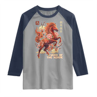 Year of the Horse Chinese New Year Raglan Shirt Floral Zodiac Horse Lunar Festival - Wonder Print Shop