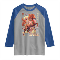 Year of the Horse Chinese New Year Raglan Shirt Floral Zodiac Horse Lunar Festival - Wonder Print Shop