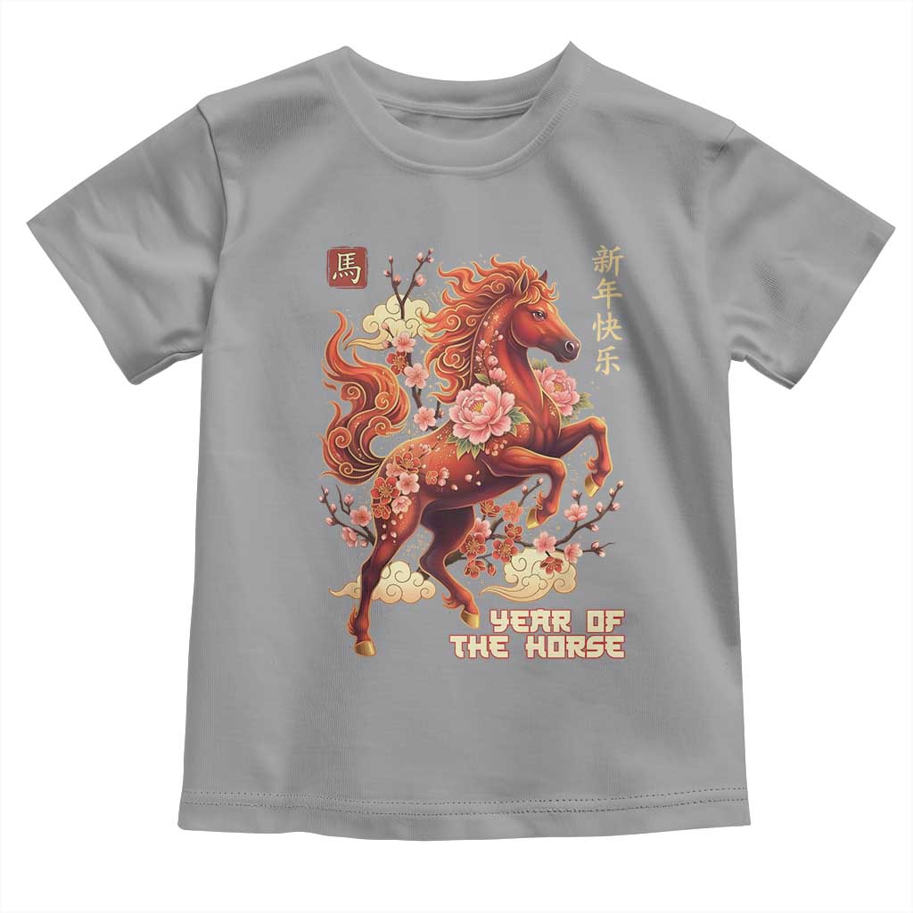 Year of the Horse Chinese New Year Toddler T Shirt Floral Zodiac Horse Lunar Festival - Wonder Print Shop