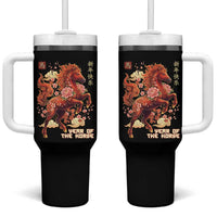 Year of the Horse Chinese New Year Tumbler With Handle Floral Zodiac Horse Lunar Festival - Wonder Print Shop