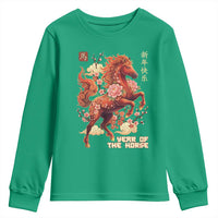 Year of the Horse Chinese New Year Youth Sweatshirt Floral Zodiac Horse Lunar Festival - Wonder Print Shop