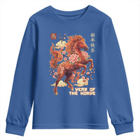 Year of the Horse Chinese New Year Youth Sweatshirt Floral Zodiac Horse Lunar Festival - Wonder Print Shop