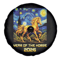 Year of the Horse Starry Night Inspired Graphic Spare Tire Cover Golden Horse Chinese Zodiac Art - Wonder Print Shop