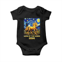 Year of the Horse Starry Night Inspired Graphic Baby Onesie Golden Horse Chinese Zodiac Art - Wonder Print Shop